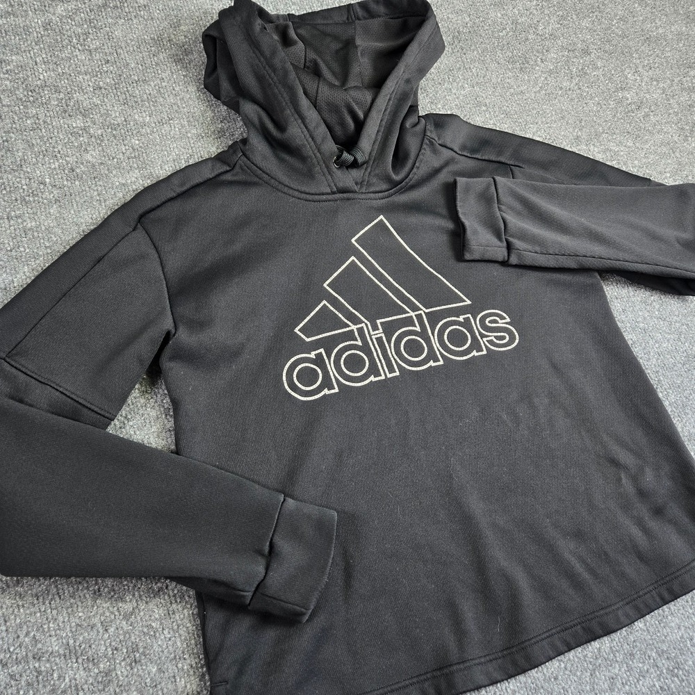 Adidas Climawarm Hoodie Pullover Womens Size Medium Black Sweatshirt Logo Active